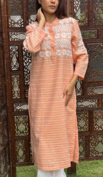 Load image into Gallery viewer, Amanat Women's Lucknowi Handcrafted Cotton Chikankari Kurti - HONC0276850