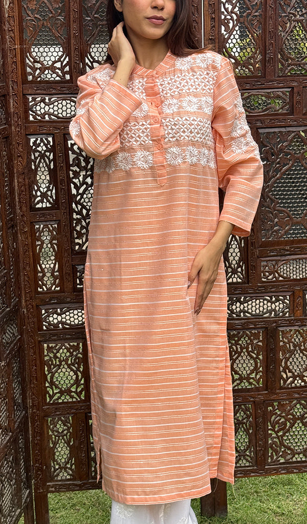 Amanat Women's Lucknowi Handcrafted Cotton Chikankari Kurti - HONC0276850