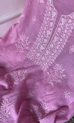 将图像加载到图库查看器中, Women's Lakhnavi Handcrafted Mul Chanderi Unstitched Chikankari Full Suit Material - HONC0328324