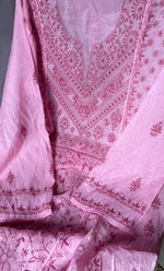 将图像加载到图库查看器中, Women's Lakhnavi Handcrafted Mul Chanderi Semi - Stitched Kurta And Dupatta Set - HONC0304464