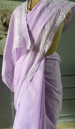 Load image into Gallery viewer, Fairoz Women's Lakhnavi Handcrafted Cotton Chikankari Saree - HONC0311930