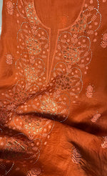 Load image into Gallery viewer, Mainaaj Women's Lakhnavi Handcrafted Pure Organza Chikankari Unstitched Kurta And Dupatta Set - HONC0330938