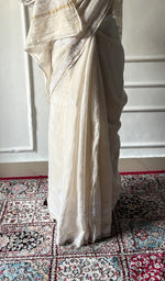 Load image into Gallery viewer, Women's Lakhnavi Handcrafted Tissue Chanderi Chikankari Saree - HONC0350401