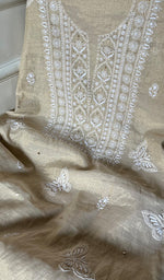 将图像加载到图库查看器中, Women's Lakhnavi Handcrafted Tissue Chanderi Unstitched Kurta And Dupatta Set - HONC0282347