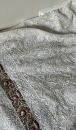 Load image into Gallery viewer, Women's Lakhnavi Handcrafted Pure Silk Georgette Chikankari Kurta and Dupatta set - HONC0271644