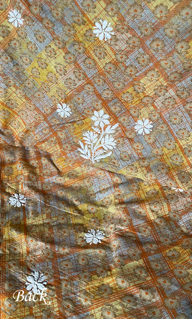 Women's Lakhnavi Handcrafted Cotton Chikankari Unstitched Kurti Fabric - HONC0284379