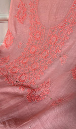 Load image into Gallery viewer, Women's Lakhnavi Handcrafted Mul Chanderi Unstitched Chikankari Full Suit Material - HONC0324508