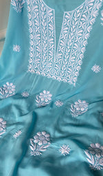将图像加载到图库查看器中, Simran Women's Lakhnavi Handcrafted Modal Cotton Chikankari Unstitched Kurti Fabric - HONC0261070