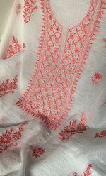 将图像加载到图库查看器中, Women's Lakhnavi Handcrafted Mul Chanderi Unstitched Chikankari Kurta And Dupatta Set - HONC0321900