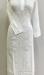 Load image into Gallery viewer, Women's Lakhnavi Handcrafted Viscose Georgette Chikankari Kurti- HONC0161854