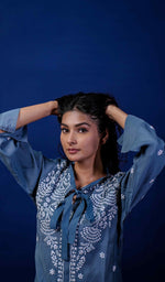 Load image into Gallery viewer, Shazana Women's Lakhnavi Handcrafted Modal Cotton Chikankari Chikankari Top and Pant Set - HONC0213487