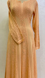 将图像加载到图库查看器中, Jaiba Women's Lakhnavi Handcrafted Viscose Georgette Chikankari Anarkali - HONC0129989