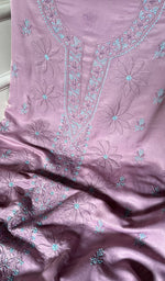 将图像加载到图库查看器中, Women's Lakhnavi Handcrafted Satin Silk Chikankari Kurta And Kurta Dupatta Set - HONC0283639