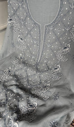 Load image into Gallery viewer, Shirin Women's Lakhnavi Handcrafted Mul Chanderi Unstitched Chikankari Full Suit Material - HONC0339565