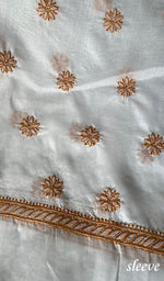 将图像加载到图库查看器中, Women's Lakhnavi Handcrafted Cotton Chikankari Unstitched Kurti Fabric - HONC0284340