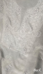Load image into Gallery viewer, Women's Lakhnavi Handcrafted Chanderi Silk Chikankari Unstitched Kurti Fabric - HONC0191288