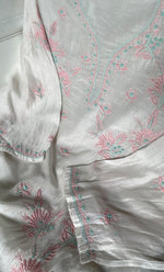 Load image into Gallery viewer, Women's Lakhnavi Handcrafted Chanderi Silki Semi - Stitched Kurta And Dupatta Set - HONC0314237