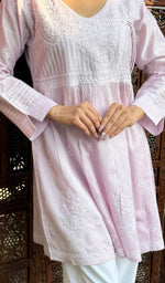 Load image into Gallery viewer, Women's Lakhnavi Handcrafted Chanderi Silk Chikankari Top - HONC0261126