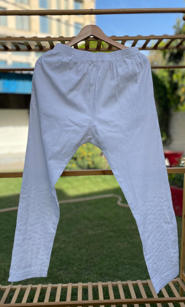 Women's Lucknowi Handcrafted  Cotton Chikankari Pant - HONC0285986