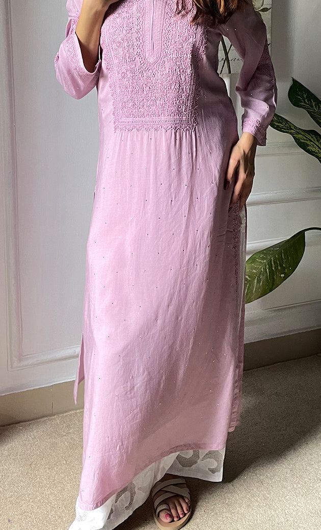 Women's Lucknowi Handcrafted Modal Cotton Chikankari Kurti - HONC0264911