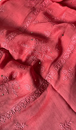 Load image into Gallery viewer, Women's Lakhnavi Handcrafted Mul Chanderi Chikankari Unstitched Kurta Dupatta Set - HONC0236592