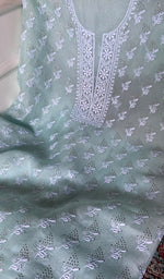 Load image into Gallery viewer, Women's Lakhnavi Handcrafted Pure Organza Chikankari Unstitched Kurta And Dupatta Set- HONC0966611