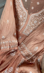 Load image into Gallery viewer, Women's Lakhnavi Handcrafted Mul Chanderi Semi - Stitched Kurta And Dupatta Set - HONC0309526