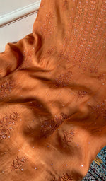 将图像加载到图库查看器中, Women's Lakhnavi Handcrafted Mul Chanderi Unstitched Chikankari Full Suit Material - HONC0328109