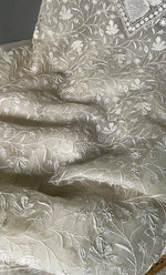 Load image into Gallery viewer, Women's Lakhnavi Handcrafted Pure Organza Chikankari Unstitched Kurta And Dupatta Set- HONC0308268