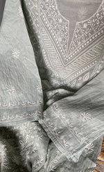 将图像加载到图库查看器中, Women's Lakhnavi Handcrafted Mul Chanderi Semi - Stitched Kurta And Dupatta Set - HONC0304457