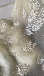 将图像加载到图库查看器中, Women's Lakhnavi Handcrafted Pure Organza Chikankari Unstitched Full Suit Material - HONC0361467