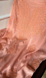 Load image into Gallery viewer, Women's Lakhnavi Handcrafted Chiffon Unstitched Kurta And Dupatta Set - HONC080002