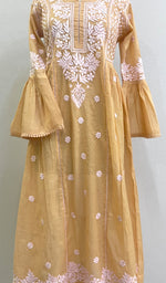 将图像加载到图库查看器中, Fariah Women's Lucknowi Handcrafted Mul Chanderi Chikankari Kurti - HONC0160041
