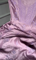 Load image into Gallery viewer, Women's Lucknowi Handcrafted Chanderi Silk Chikankari Full Suit Material - HONC0290031