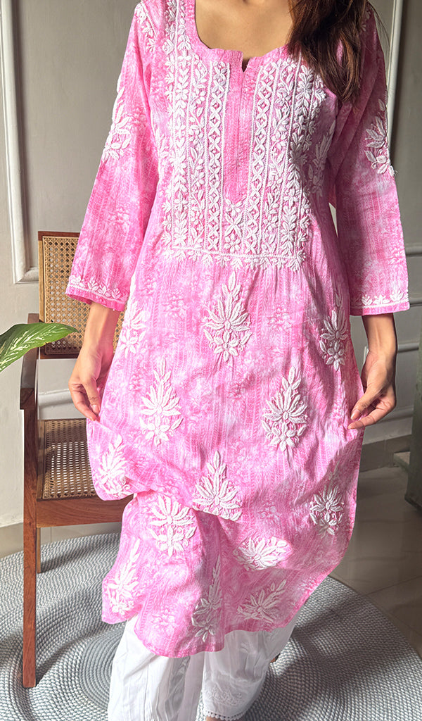 Meerab Women's Lucknowi Handcrafted Cotton Chikankari Kurti - HONC0289710