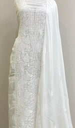 将图像加载到图库查看器中, Women's Lakhnavi Handcrafted Muslin Chikankari Kurta And Dupatta Set -  HONC0202596