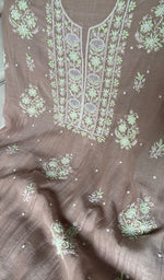 将图像加载到图库查看器中, Women's Lakhnavi Handcrafted Mul Chanderi Unstitched Chikankari Full Suit Material - HONC0371975