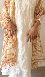 Load image into Gallery viewer, Women's Lakhnavi Handcrafted Mul Chanderi Chikankari Dupatta - HONC0349241