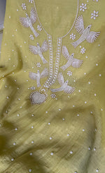 将图像加载到图库查看器中, Chidiya Women's Lakhnavi Handcrafted Mul Chanderi Unstitched Chikankari Full Suit Material - HONC0330319