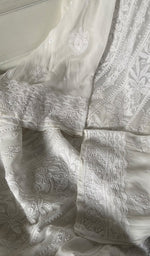 Load image into Gallery viewer, Women's Lucknowi Handcrafted Viscose Georgette Semi - Stitched Chikankari Anarkali and Dupatta Set- HONC0358535