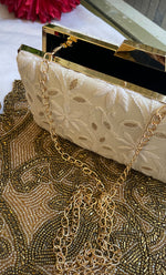 Load image into Gallery viewer, White Chikankari Embroidered Clutch - HONC0313603