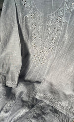 Load image into Gallery viewer, Women's Lakhnavi Handcrafted Linen Cotton Semi -Stitched Anarkali And Dupatta Set - HONC0273149