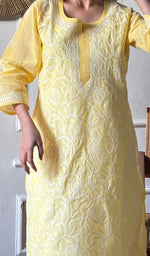 Load image into Gallery viewer, Women's Lakhnavi Handcrafted Cotton Chikankari Kurti - HONC0356933