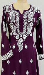 Load image into Gallery viewer, Women's Lucknowi Handcrafted Modal Cotton Chikankari Anarkali Dress - HONC0230991