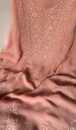 Load image into Gallery viewer, Women's Lakhnavi Handcrafted Viscose Georgette Chikankari Full Suit Material - HONC0267751