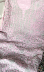 Load image into Gallery viewer, Women's Lakhnavi Handcrafted Mul Chanderi Unstitched Chikankari Full Suit Material - HONC0319506