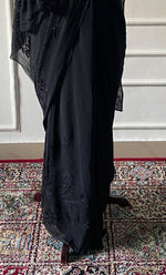 Load image into Gallery viewer, Women's Lakhnavi Handcrafted Viscose Georgette Chikankari Saree - HONC0256156