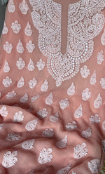 将图像加载到图库查看器中, Yumna Women's Lucknowi Handcrafted Faux-Georgette Chikankari Suit Material - HONC0263064