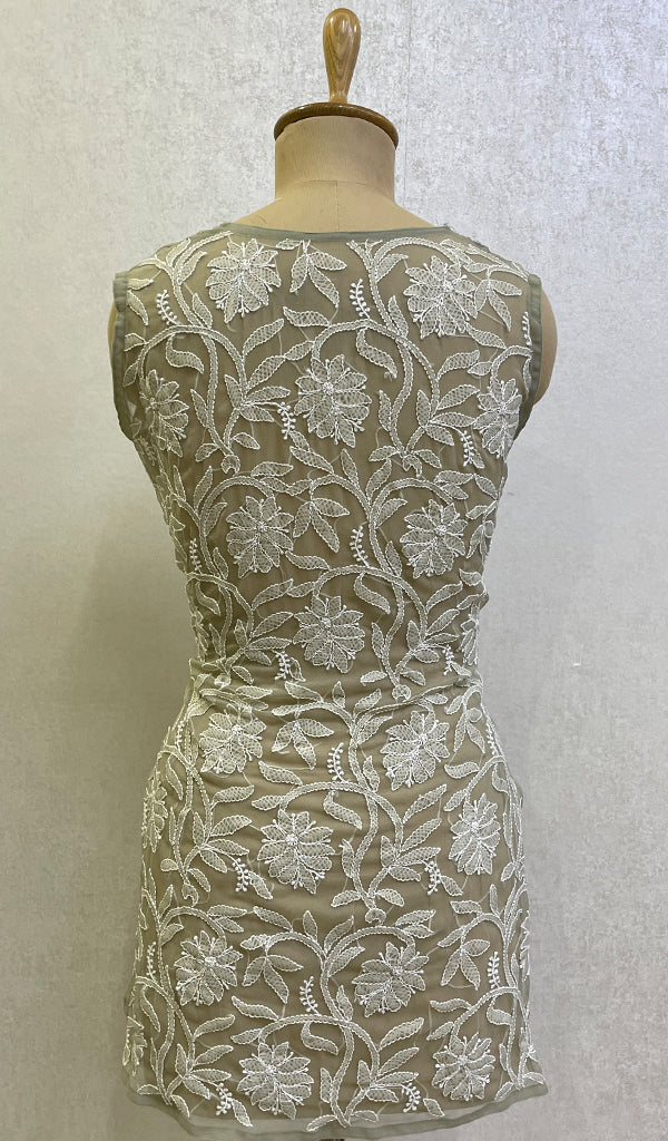 Women's Lucknowi Handcrafted Faux-Georgette Chikankari Top- HONC0140438