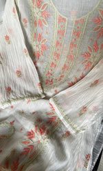 Load image into Gallery viewer, Women's Lakhnavi Handcrafted Mul Chanderi Semi - stitched Kurta And Dupatta Set- HONC0314875